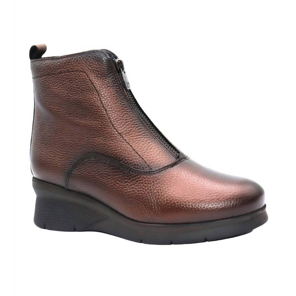 NEW ERIC MICHAEL women's mandy wedge bootie in copper